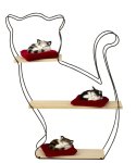 Rack metal cat silhouette with 3 wooden