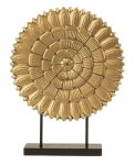 Moderne runde, goldene Holzdeko auf