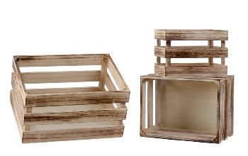 Holzboxen 3er-Set h=16-18,5cm b=22-35cm