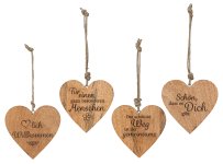 Wooden heart with words for hanging