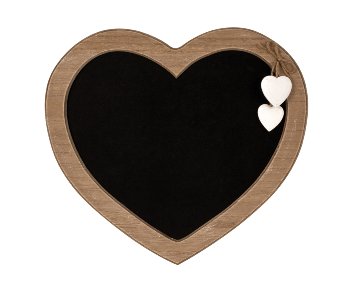 Wooden blackboard in heart shape