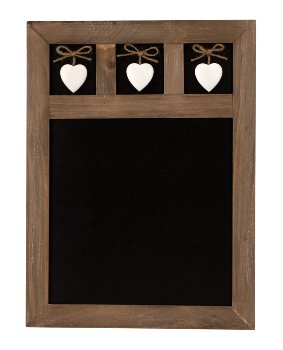 Wooden blackboard with 3 hearts 30x40cm