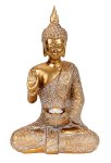 Buddha sitzend gold mit Teelichthalter