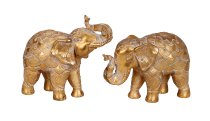 Elephant standing gold h=14,5+19cm