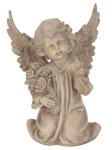 Angel kneeling with Bbird & flower