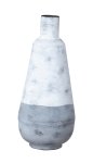 Metal vase grey/white h=37cm d=16cm