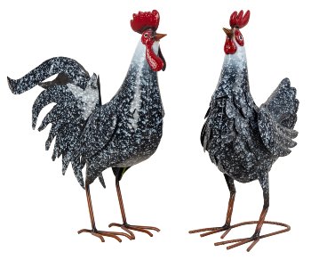 Metal cock and hen h=44cm w=26+39cm