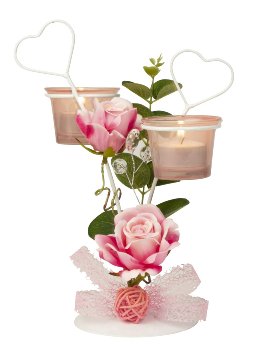Metalldeko Herz mit rosa Rosen & 2