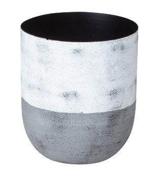 Metal vase grey/white h=16cm d=14cm