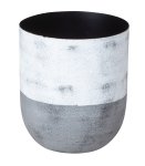 Metal vase grey/white h=16cm d=14cm