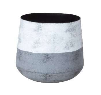 Metal planter grey/white h=16cm d=17cm