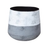 Metall-Pflanztopf grau/weiß h=16cm