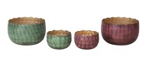 Metal bowl green & rose 2 sizes Set-