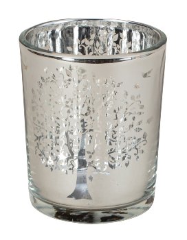 Glass-Tealightholder family tree silver
