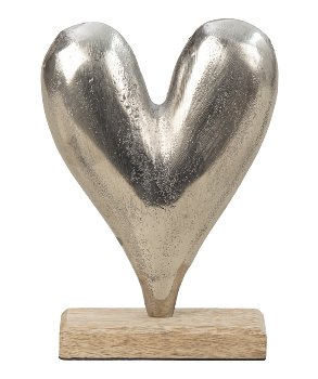 Metall-Herz auf Holzsockel h=17cm b=12cm