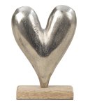 Metal-Heart on wooden base h=17cm w=12cm