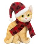 Cat sitting with hat and scarf h=24cm
