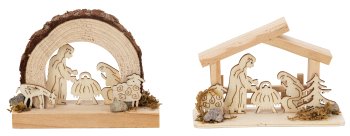 Wooden nativity with wooden figures
