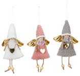 Fabric angels for hanging h=18cm asst.