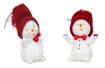 Cute snowman with red hat standing h=7cm