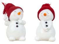 Cute snowman with red hat standing