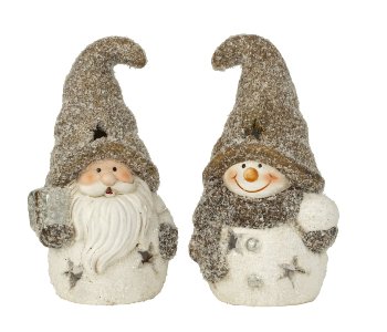 Santa and snowman grey-brown standing