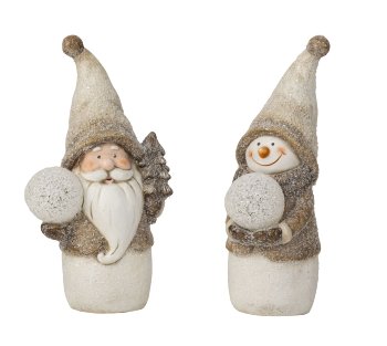 Santa and snowmanlight brown standing