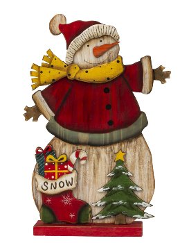 Wooden Snowman for standing h=32cm