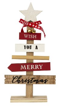 Wooden Xmas decoration "Wish you a merry