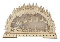 Winter landscape in wooden with santa on