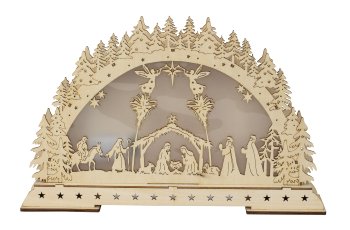 Winter landscape in wooden with nativity
