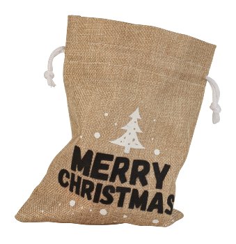 Jute bag brown "Merry Christmas" h=23cm