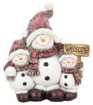 Snowman family with "Welcome" plate &