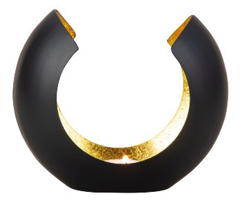 Metal candle holder black, inside gold