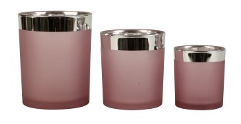 3er-Set Glas-Teelichthalter rosa