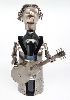 Metal Wine-bottle holder "guitar player"