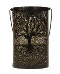 Metal solar decoration black with tree