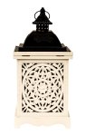 Wooden lantern in white with black top