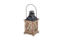 Wooden lantern wooden color with black