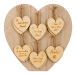 Wooden heart hanger w. different german