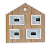 Wooden house shape with 4 picture frame