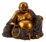 Buuddha with fat belly gold/grey h=17cm