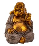 Buuddha with fat belly gold/grey h=33cm