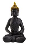 Buddha schwarz mit goldener Haube h=30cm
