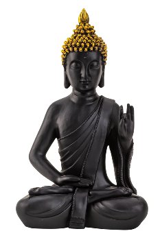 Buddha schwarz mit goldener Haube h=31cm