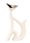 Sculpture "cat" silver/white h=36,5cm
