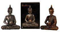 Buddha mit Teelichthalter h=26,5cm sort.