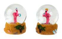 Holiday Flamingo in snowglobe h=8,5cm
