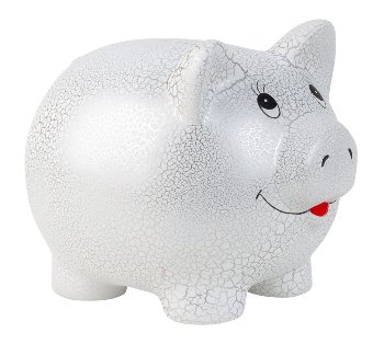 Money pig silver/white h=24,5cm w=31cm