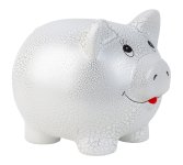 Money pig silver/white h=24,5cm l=31cm